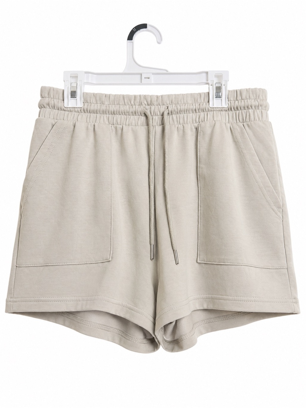 H&M Beige Elastic-Waist Athletic Shorts with Drawstring